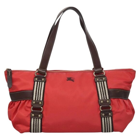 BURBERRY Blue Label Tote Bag Nylon Red Auth - Picture 3 of 16